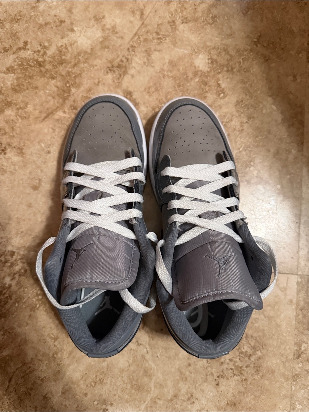 Jordan Grey and White Low-Top Sneakers